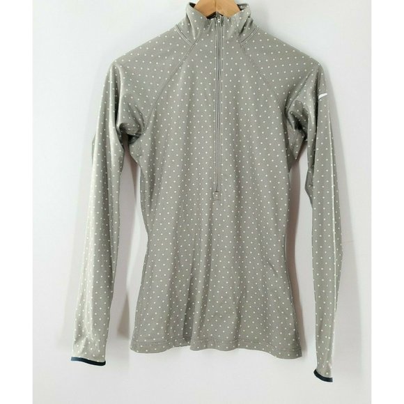 Nike‎ Pro Women's Green/Grey Polka Dot Athletic 1/2 Zip Sweater Size S - Picture 1 of 4